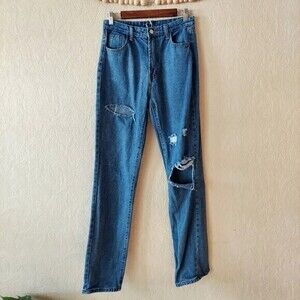 Shein Baggy High Rise Mom Jeans Distressed Sz Medium